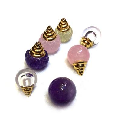 China Europe Natural Amethyst Rose Quartz Crystal Perfume Bottle Pendant Necklace for sale