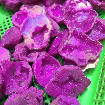 China Wholesale Natural Purple Geodes from Europe Aura Agate Aura Quartz Crystal for Decoration for sale