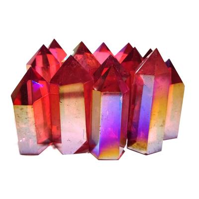 China Wholesale Red Irregular Size Crystal Aura Quartz Points Towers Natural From Europe for sale