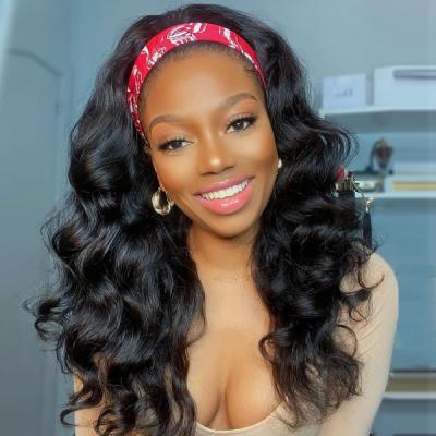 China Hot Selling Natural Virgin Hair Color 100 Virgin Hair Wigs Body Wave Headband Wig With Headband For Black Women for sale