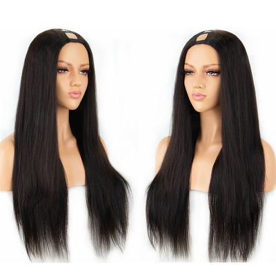 China Cheap Hot Selling Half Piece Color Straight U Straight Wholesale Original Pure Natural Human Hair Part Wigs Medium Hand Made Brazilian Hair Women Wigs for sale