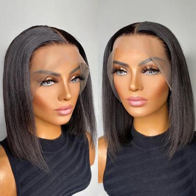 China Other Colored Women Short Brazilian Straight Human Hair Wigs For 13x4 Lace Front Pre Plucked With Baby Hair 4x4 Closure Remy Wig for sale