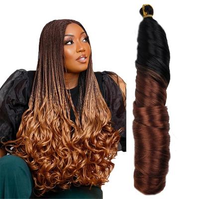 China Easy Dry Wavy Silky Shiny French Curls Loose Wave Crochet Style Yaki Synthetic Curly Braiding Hair Braiding Hair for sale