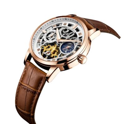 China Water Resistant Leather Strap Skeleton Mechanical Watches Mechanical Wrist Watch For Men for sale