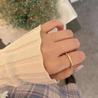 China New Trendy Trendy S925 Sterling Silver Adjustable Texture Open Band Ring For Women for sale