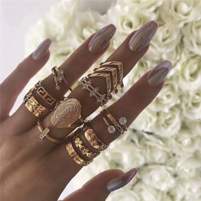 China Fashion Environmental Friendly Ladies Wholesale Wedding Ladies Knuckle Gold Rings Set Women Jewelry for sale