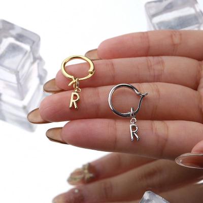 China New Arrival TRENDY Hip Hop DIY Custom Made 925 Sterling Silver 26 Alphabet Initial Letter Circle Stud Earrings for sale