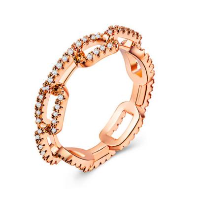 China 18k gold plated faux stone TRENDY Chunky Chain Finger Ring Pave Diamond Chain Rings for sale