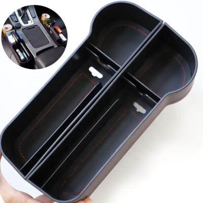 China Multifunctional Washable Black Leather PU Storage Box Car Seat Side Gap Organizer Storage Box For Universal Cars for sale