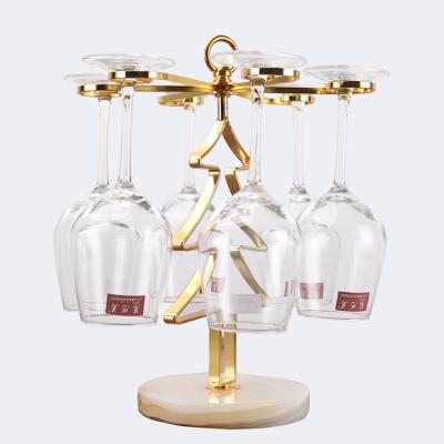 China Metal Tree Shape Iron Sustainable Holder Gold Christmas Wine Glass Hanging Rack For Goblet for sale