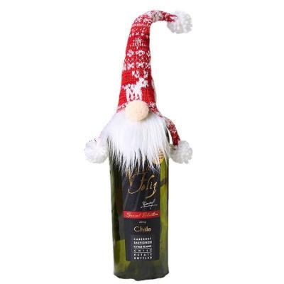 China Knitting Wine Bottle Cover 26*8cm Rudolph Christmas Wine Bottle Cover for sale