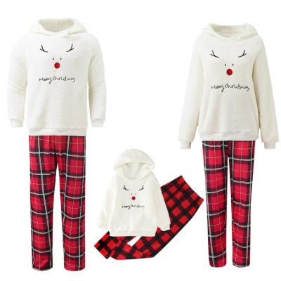 China Thermal Fleece Family Christmas Hooded Matching Pajamas for sale