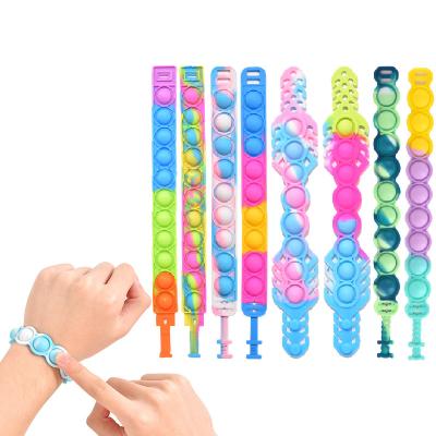 China 2021 new design silicone wearable bubble toys wiggle push noise wristband for sale