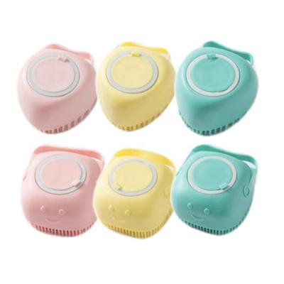 China Stocked 6 Designs Pet Supplies Colorful Soft Silicone Bath Brush For Dog Cat for sale