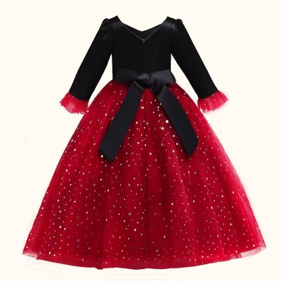 China Breathable Sequin Design Kids Catwalk Weddings Party Evening Dress Long Sleeve Princess Dresses For Girls for sale