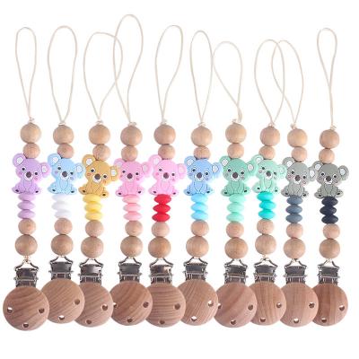 China Milk Teeth Chewing Pacifier Personalized Name Wooden Pacifier Clips Chained Baby Teether Clips Eco-Friendly Dummy Holder Hh Safe To Teeth for sale