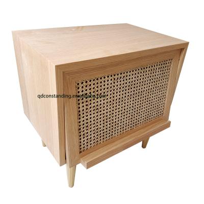 China Modern Cane Rattan Modern Nightstand Tool Storage (Other) Corner Furniture Corner Design Wooden Sideboard Modern Kitchen Bedside Cabinet for sale