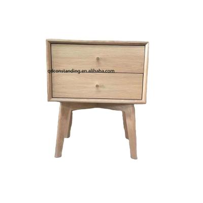 China Adjustable Modern Solid Oak Double Drawer (Other) Storage NightStand Bedside Table Cabinet for sale