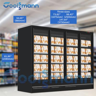 China Supermarkt Commerciële Verticale Glazen Deur Verticale Chiller Showcase Koelkast Multi Decks Remote Te koop