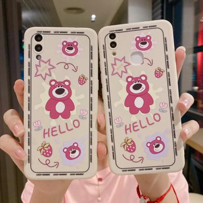 China Cute Cartoon Strawberry Bear Shockproof Phone Case For VIVO X50 X60 Y5S NEO3 Z3 X30 S7 S9 X23 Liquid State Silicone Doraemon Pho for sale