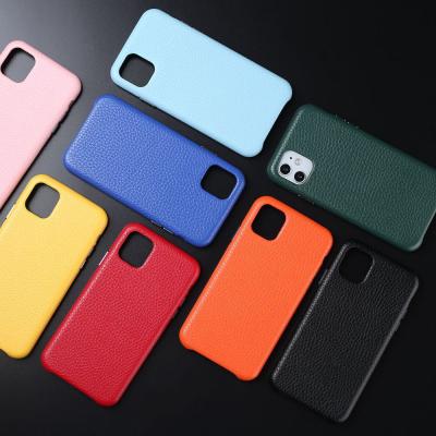 China Original Genuine Shockproof Fashion Phone Shockproof Leather Case For 11 12promax Pure Color Anti-drop Full Cover Phone Case for sale