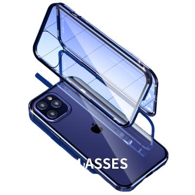 China High Quality 360 Dual-faces Magnetic Tempered Glass Phone Case For iPhone 13 11 12 Promax Phone Glass Case for sale