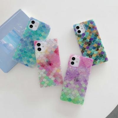 China Shockproof Fashion Colorful Fish Scales Soft TPU Phone Case For iPhone 13Pro 11 XR 12 IMD Shockproof Phone Case for sale