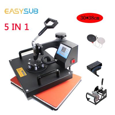 China Flat Product Printable 5 in 1 Combo Printer Heat Press Sublimation Thermal Transfer Heat Press Machines 5 in 1 prensado maquina caliente en for sale