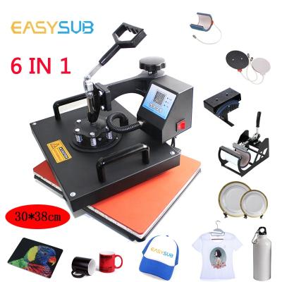 China Garment Shops Digital Swing Heat Transfer Machine 6 In 1 Combo Sublimation Heat Press Machine For T-Shirt/Mug/Cap/Plate/Mug for sale