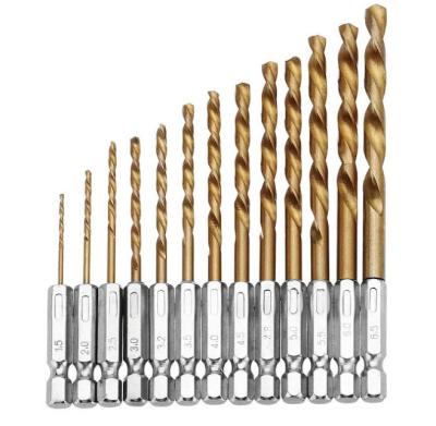 China Metal Drilling HSS Electric Drill 13pcs Shank Twist Drill Bits Wood Hexagonal Drilling Plastic for sale