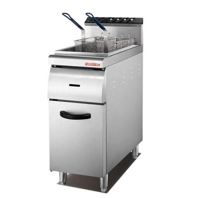 China HGF-90A Canteen Chips And Chicken Gas Fryer With Cabinet Gas Deep Fryer Cooking Machinery for sale