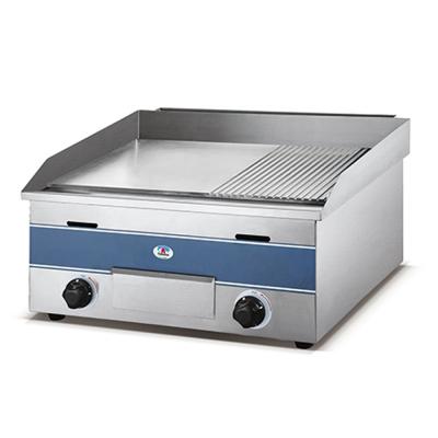 China HGG-722 Stainless Steel Commercial Flat Gas Half-fluted Hamburger Griddle Grill For Restaurant Equipment for sale