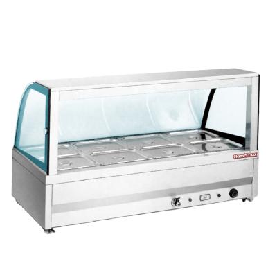 China HBC-8C 8 Full Automatic Efficient Energy Saving Pans Curved Glass Hot Food Display For Sale for sale