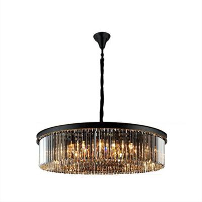 China 2020 Modern Luxury Hotel Black Glass Living Room K9 Crystal Chandelier Light Lamp For Mid Century Gold for sale