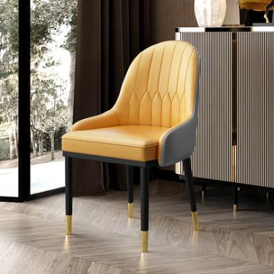 China Modern Manufacturer Hotel Vintage Genuine PU Leather Metal Dining Chair for sale