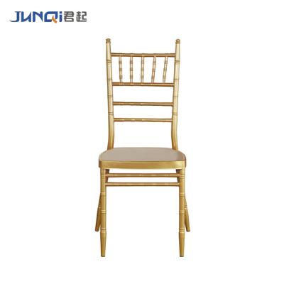 China Modern Royal Baroque Chiavari Chair Rose Gold Metal Plastic Tiffany Chivari for sale