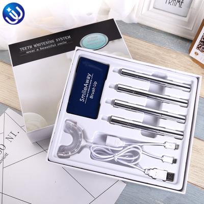 China Teeth Whitening and Cleaning 3 Adapters 16pcs LED Blue Light Phone Connected Chrome Pen Whitening Teeth Kit for Home Use for sale