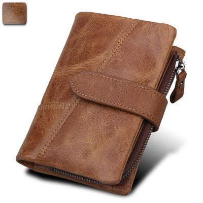 China Men's Vintage RFID Short Wallet Purse Slim Leather Business Credit Card Holder for sale