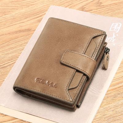 China Multifunctional RFID Men's Wallet RFID Wallet Coin Wallets Male Gift Retro Leather Short Zipper Wallet for sale