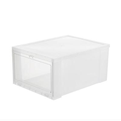 China Custom Viable Plastic Storage Box Amazon Shoe Organizer Front Drop Jordan Transparent Shoes Box Clear Magnetic Shoes for sale