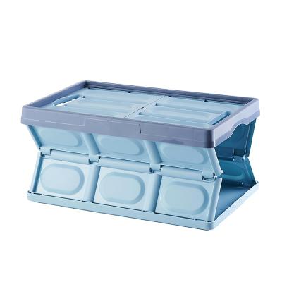 China Hot Selling Viable Foldable Plastic Box Storage Boxes With Cover Household Plastic Folding Storage Box for sale