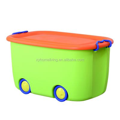 China Sustainable Colorful Clothing Organizer Toy Storage Easy In Removable Plastic Storage Box With Wheels for sale