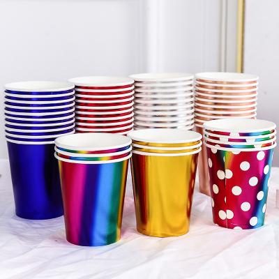 China Modern Party Paper Cups Thickened Environmental Protection Cups Kids DIY Color Paper Disposable Paper Cup For Party Decoration for sale