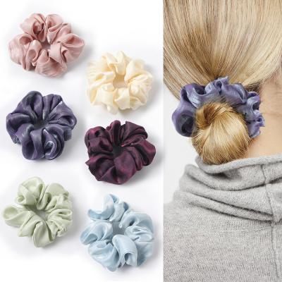 China Wholesale European and American style women girls love luxury hair band tie silk hair scrunchies for sale