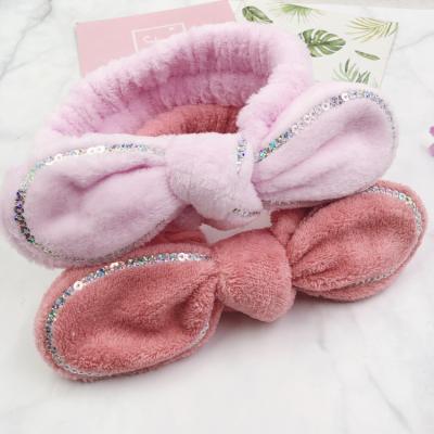 China Soft Style Headband Kont Border Glitter Makeup Cotton Women Elastic SPA Hairband for sale