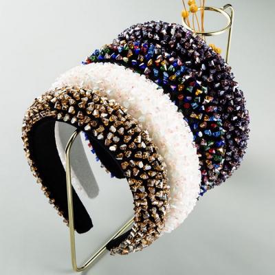 China Fashional Lady's Luxury Padded Elegant Baroque Women Headband Handmade Colorful Rhinestone Pretty for sale