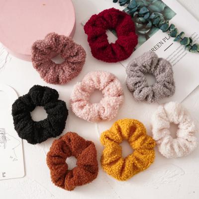 China French Simple Retro Ponytail Holder Plush INS Style Faux Lambswool Hair Scrunchies For Girls for sale