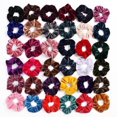 China Luxury Ponytail Holder Fashion Solid Color Women Hair Ties Luxury Velvet Hair Scrunchies Large for sale