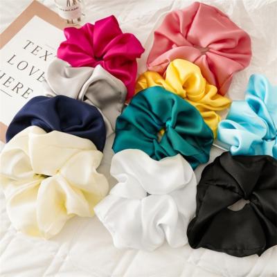 China Wholesale Girl Hair Decoration Korea Elastic Bright Colors 10 Style Smooth Satin Silk Scrunchies For Hair for sale