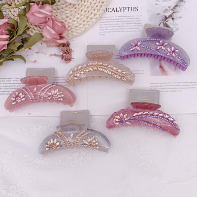 China Luxury Glitter Acrylic Claws Crystal Hair Claw For Women Girl Hair Decoration Big Long Hair Clips for sale